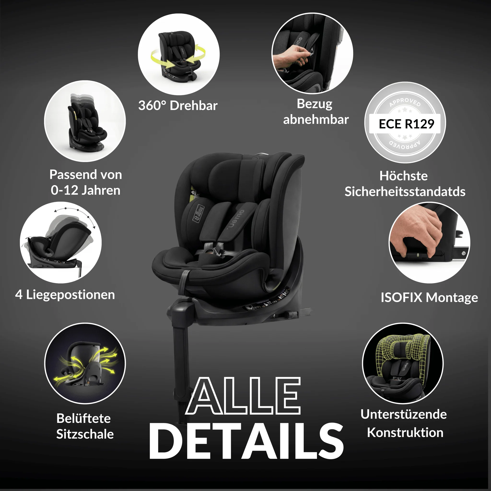 OWEN® 3-in-1 Kindersitz mit ISOFIX 360º Comfy - Image 12